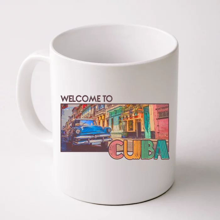 Vintage Welcome To Cuba Travel Poster Banner Front & Back Coffee Mug