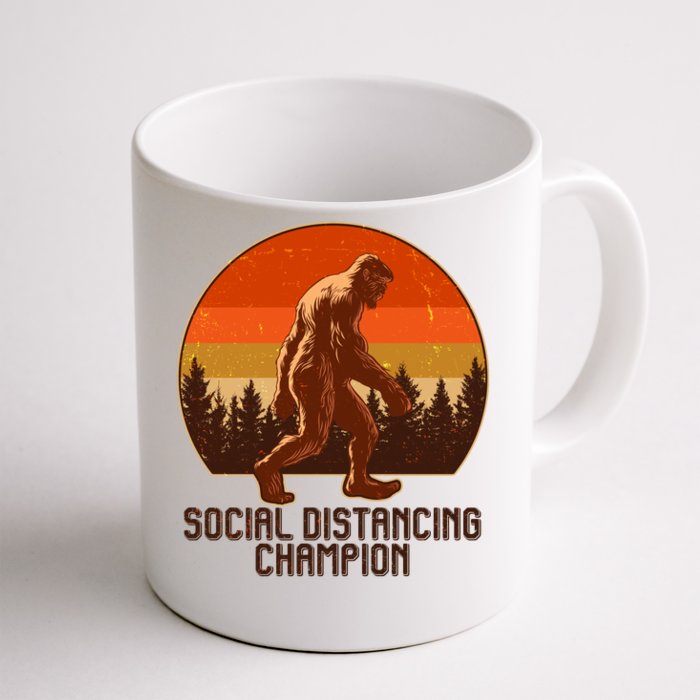 Vintage Wilderness Sunset Sasquatch Social Distancing Champion Front & Back Coffee Mug