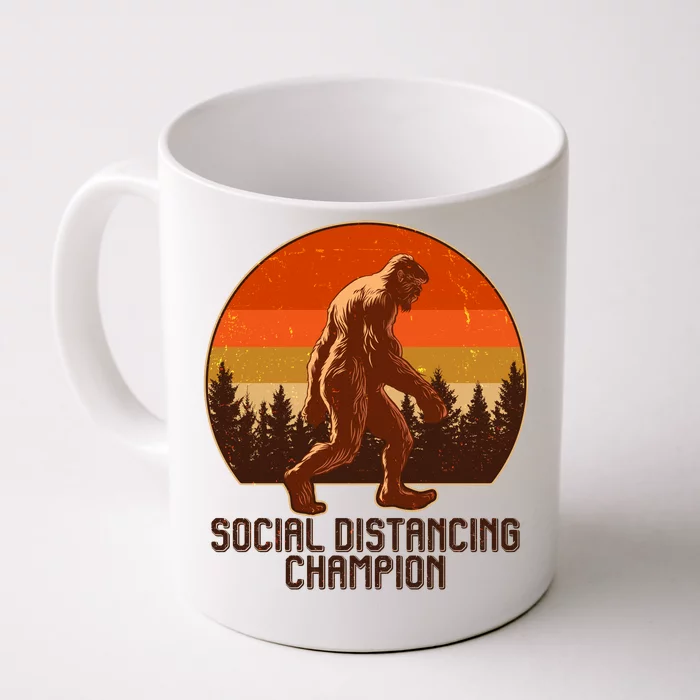 Vintage Wilderness Sunset Sasquatch Social Distancing Champion Front & Back Coffee Mug