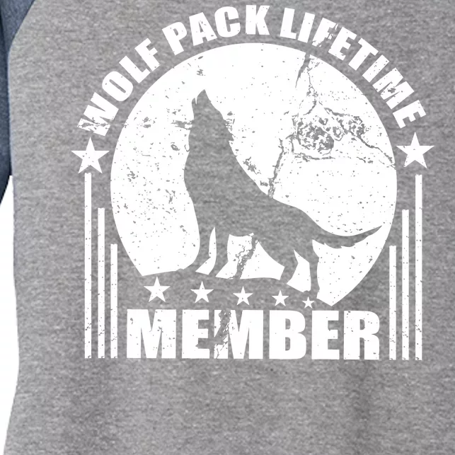 Vintage Wolf Pack Lifetime Member Women's Tri-Blend 3/4-Sleeve Raglan Shirt