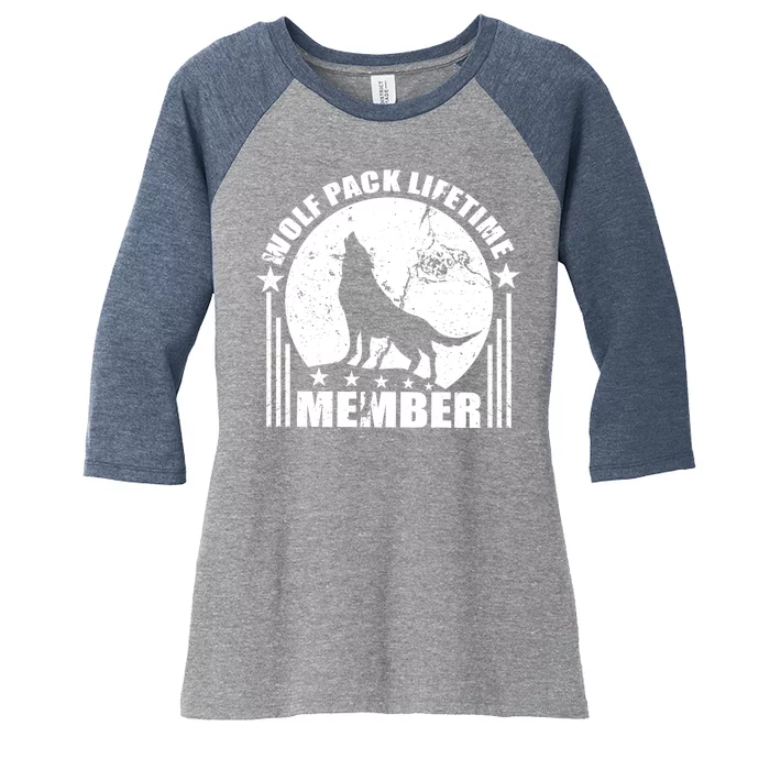 Vintage Wolf Pack Lifetime Member Women's Tri-Blend 3/4-Sleeve Raglan Shirt