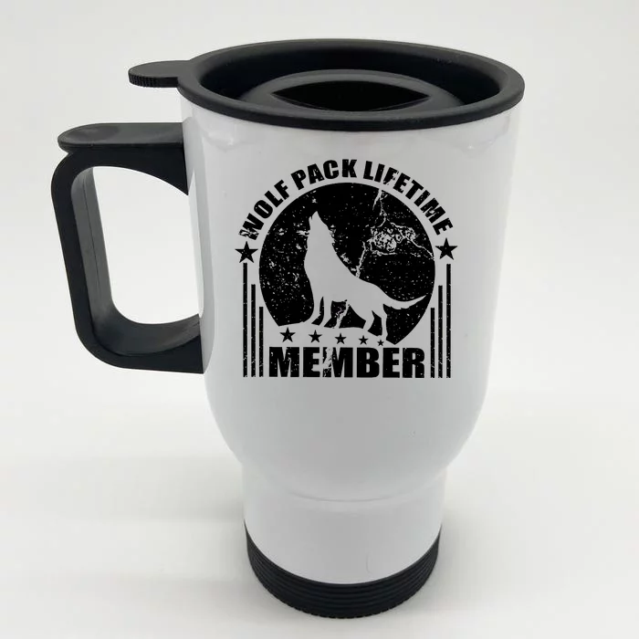 Vintage Wolf Pack Lifetime Member Front & Back Stainless Steel Travel Mug