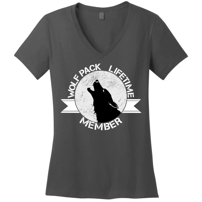 Vintage Wolf Pack Lifetime Member Emblem Women's V-Neck T-Shirt