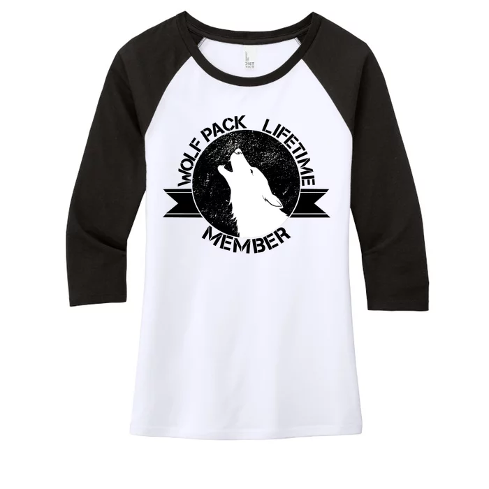 Vintage Wolf Pack Lifetime Member Emblem Women's Tri-Blend 3/4-Sleeve Raglan Shirt