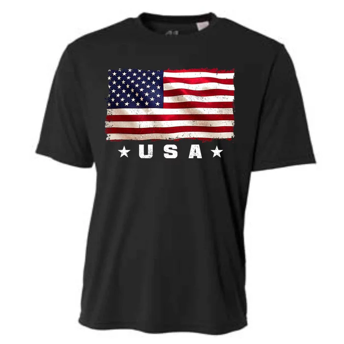 Vintage Worn USA Flag Cooling Performance Crew T-Shirt