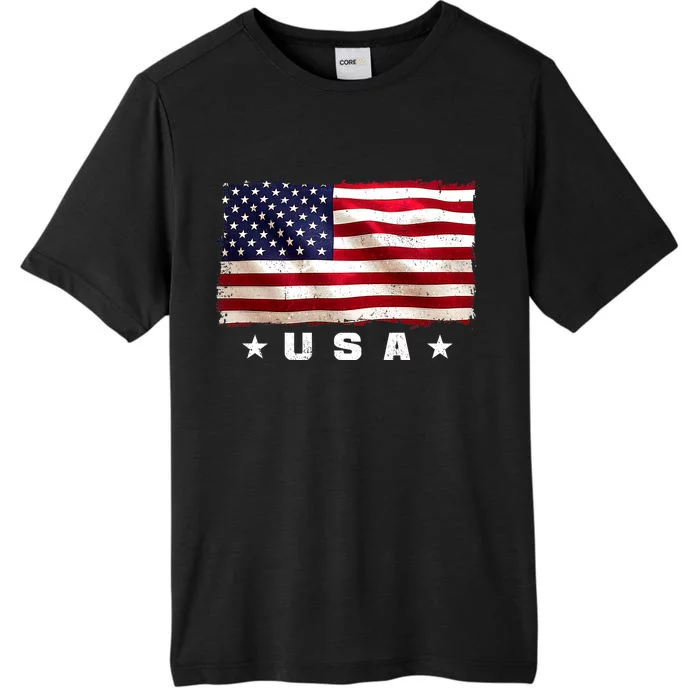 Vintage Worn USA Flag ChromaSoft Performance T-Shirt