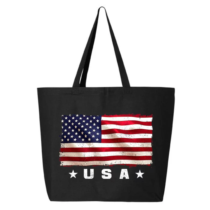 Vintage Worn USA Flag 25L Jumbo Tote