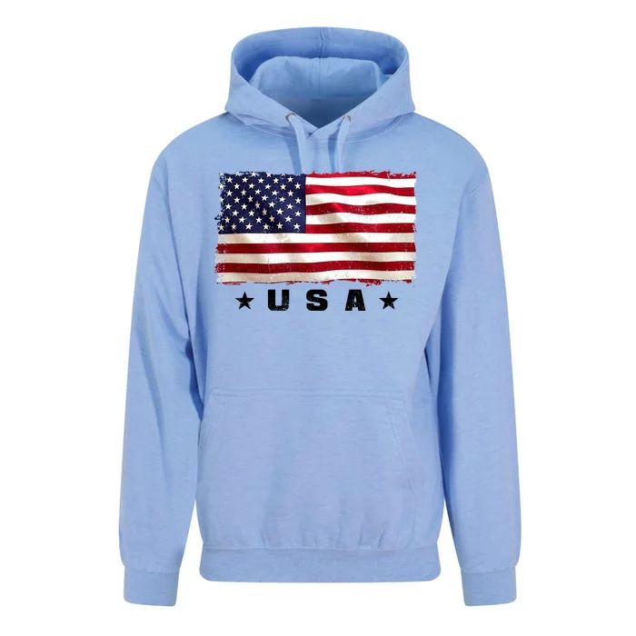 Vintage Worn USA Flag Unisex Surf Hoodie