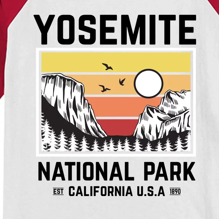 Vintage Yosemite National Park Kids Colorblock Raglan Jersey