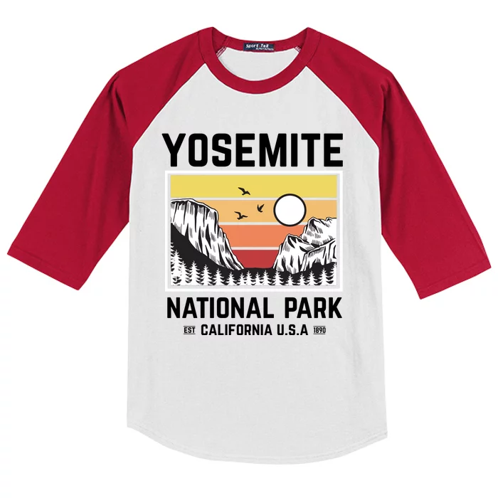 Vintage Yosemite National Park Kids Colorblock Raglan Jersey