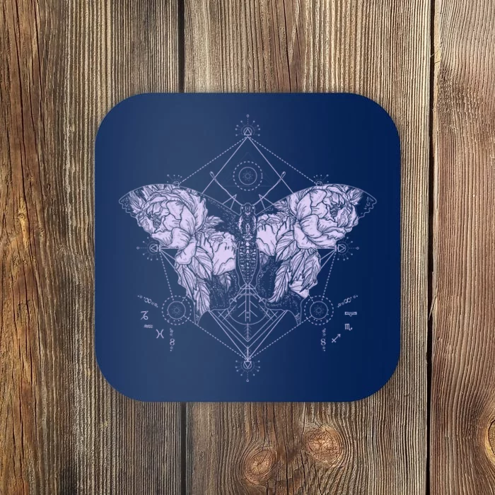 Vintage Zodiac Floral Moth Butterfly Coaster