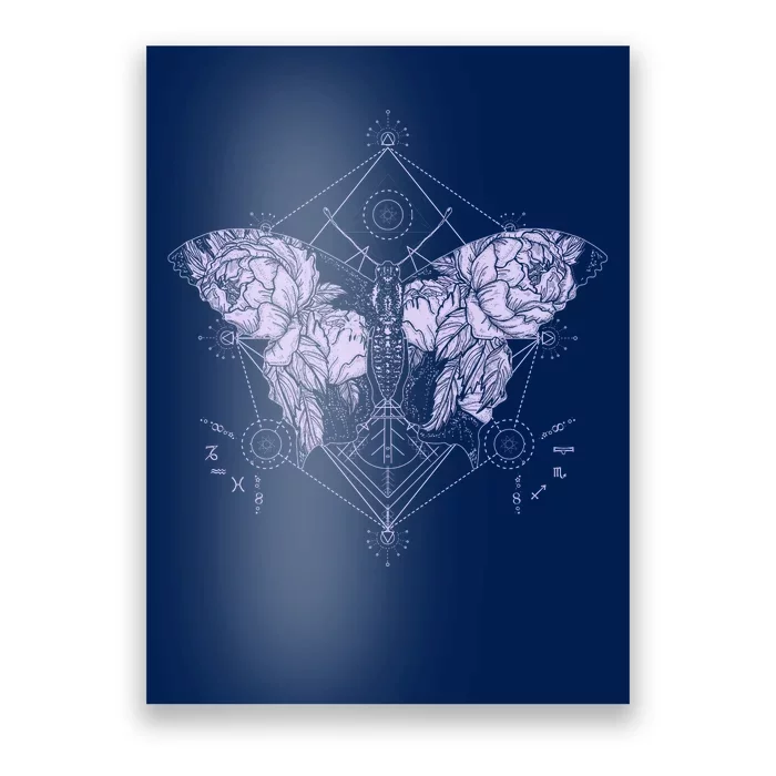 Vintage Zodiac Floral Moth Butterfly Poster