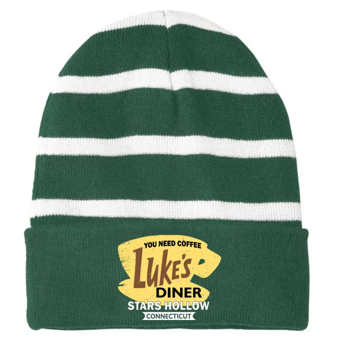 Vintge Luke's Diner Stars Hollow Connecticut Striped Beanie with Solid Band