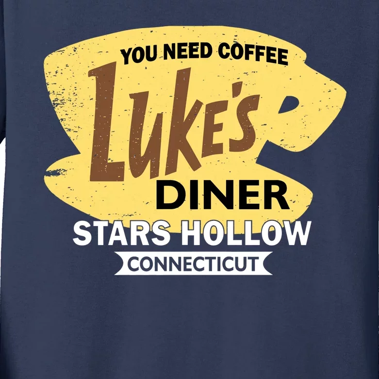 Vintge Luke's Diner Stars Hollow Connecticut Kids Long Sleeve Shirt