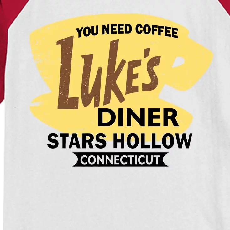 Vintge Luke's Diner Stars Hollow Connecticut Kids Colorblock Raglan Jersey