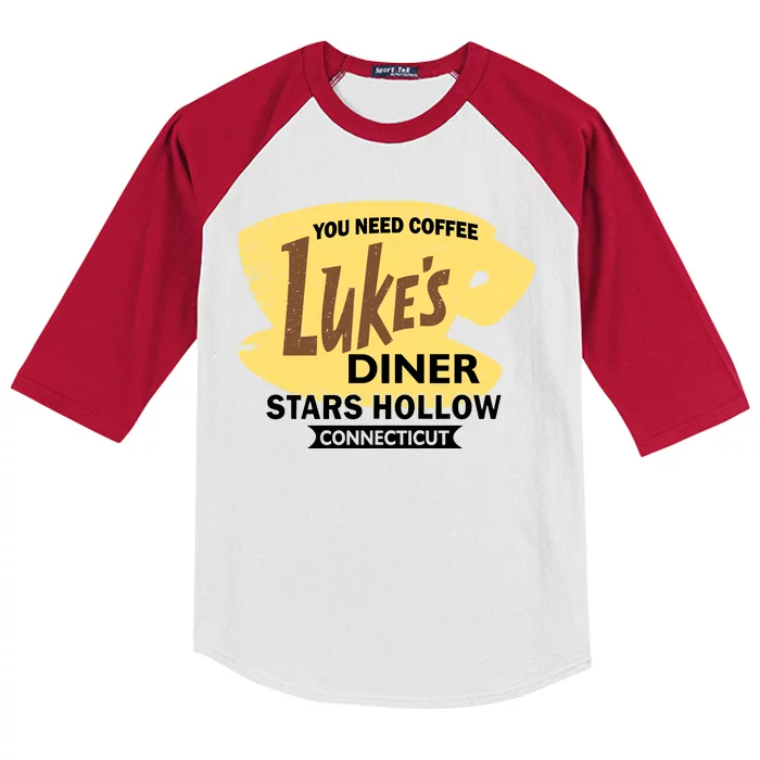 Vintge Luke's Diner Stars Hollow Connecticut Kids Colorblock Raglan Jersey