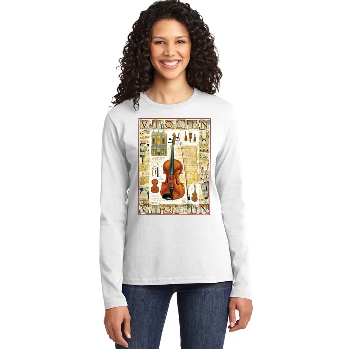 Violin Ladies Long Sleeve Shirt