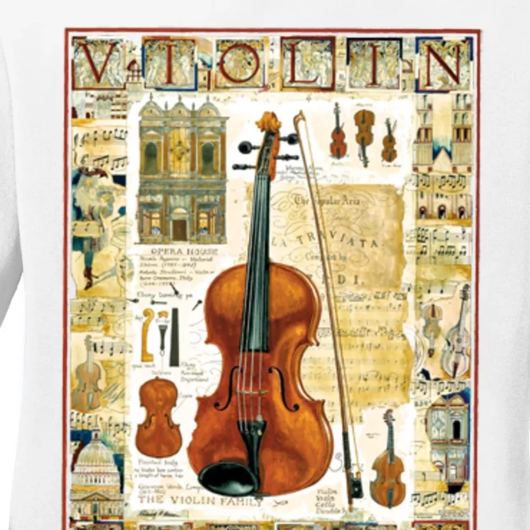 Violin Ladies Long Sleeve Shirt