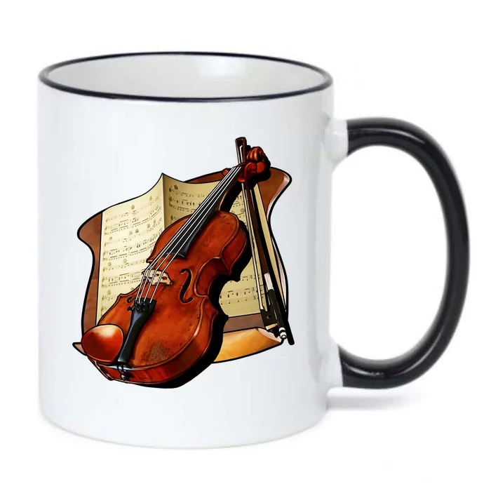 Violin and Sheet Music Black Color Changing Mug