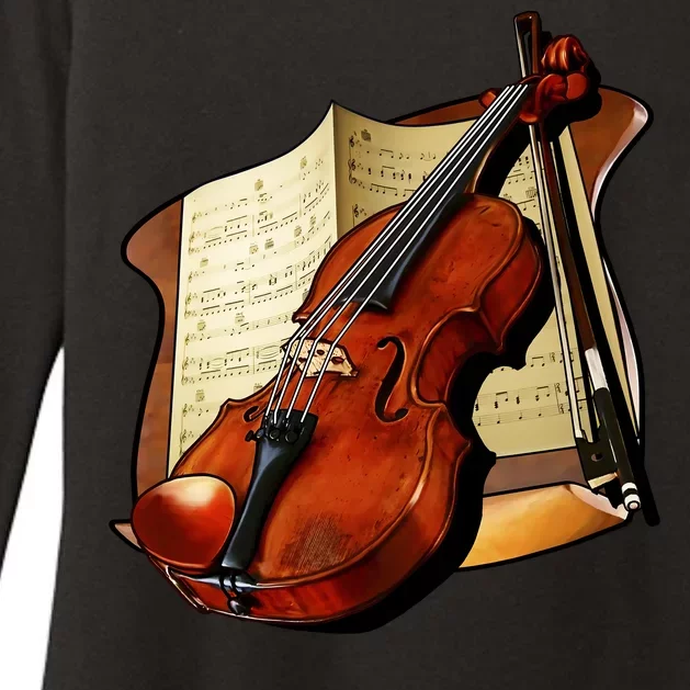 Violin and Sheet Music Womens CVC Long Sleeve Shirt