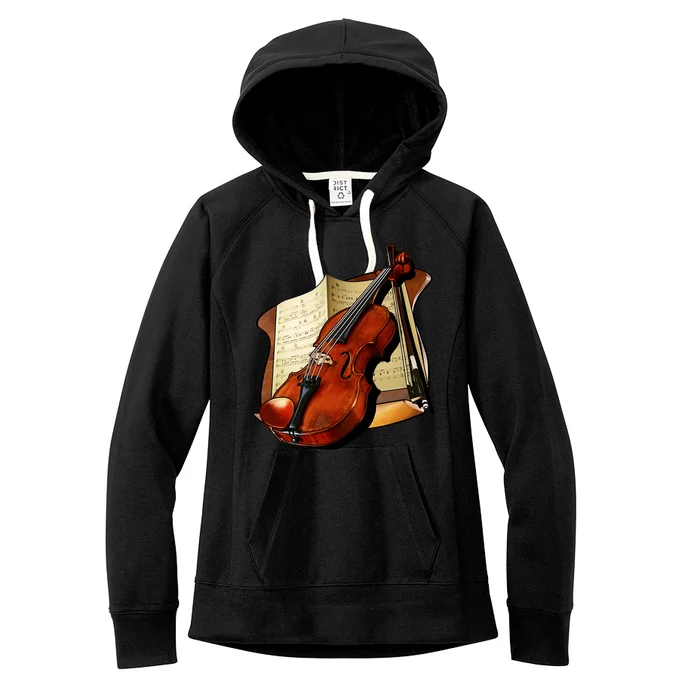 Violin and Sheet Music Women's Fleece Hoodie