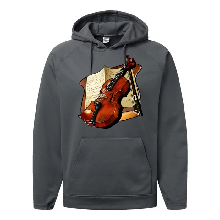 Violin and Sheet Music Performance Fleece Hoodie