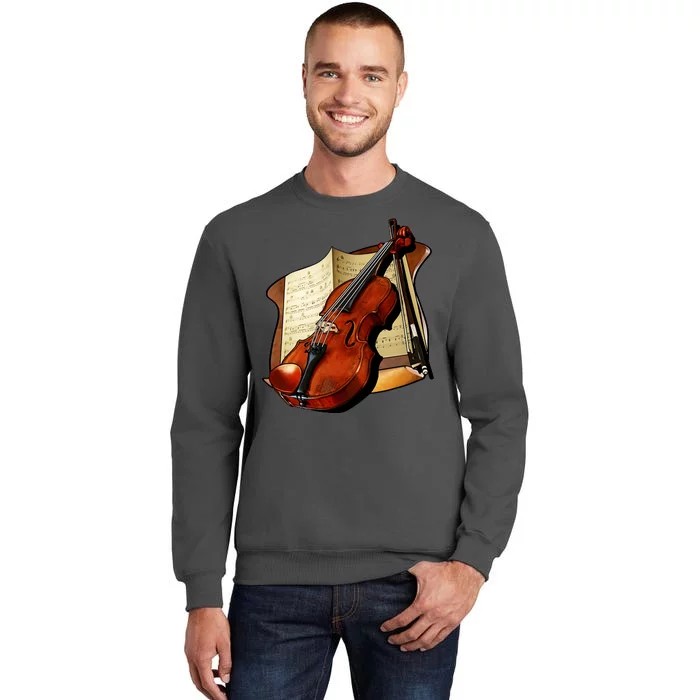 Violin and Sheet Music Tall Sweatshirt