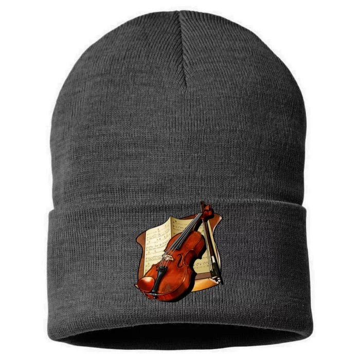 Violin and Sheet Music Sustainable Knit Beanie