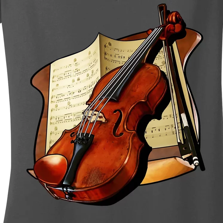 Violin and Sheet Music Women's V-Neck T-Shirt