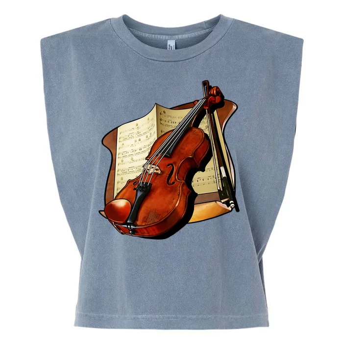 Violin and Sheet Music Garment-Dyed Women's Muscle Tee