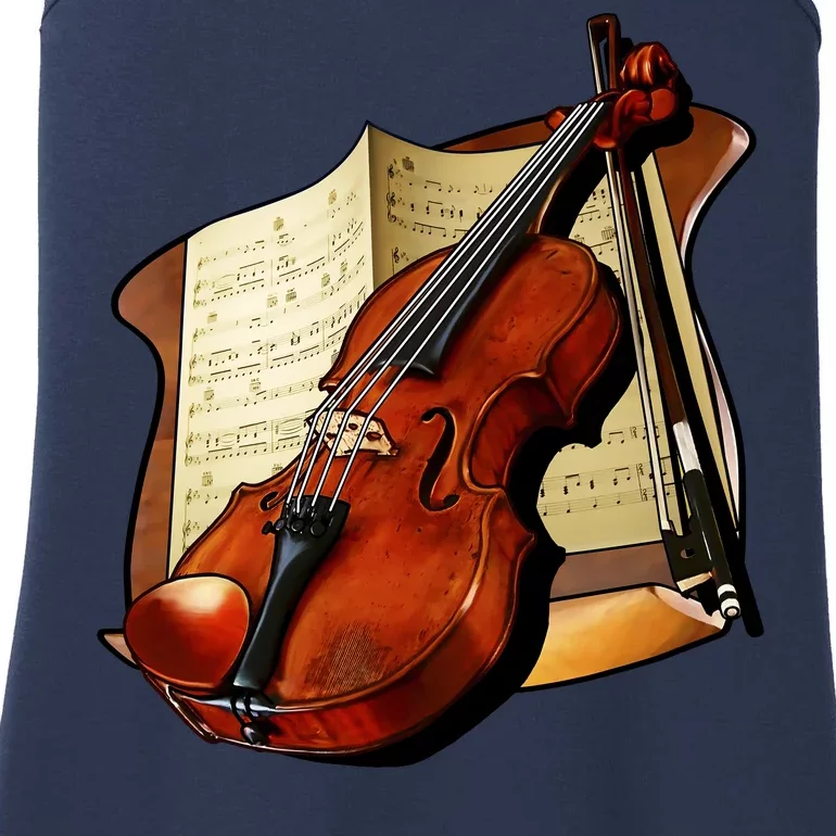 Violin and Sheet Music Ladies Essential Tank