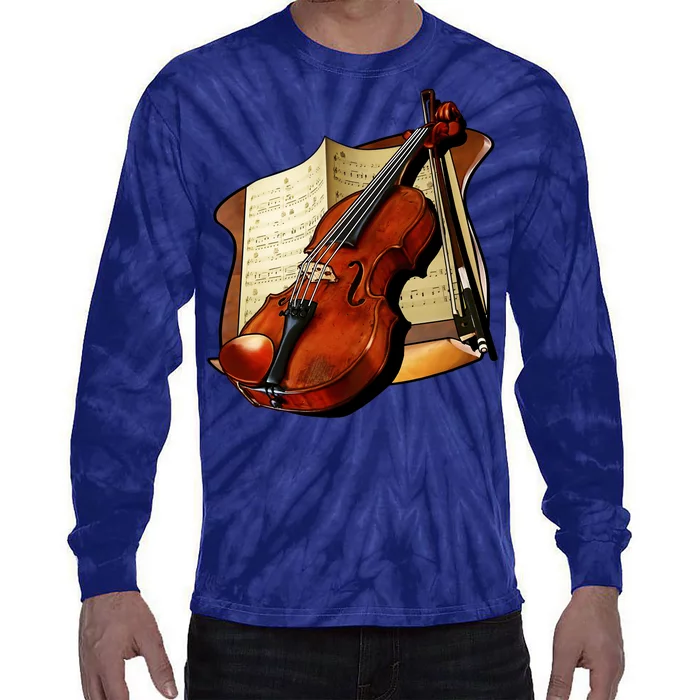 Violin and Sheet Music Tie-Dye Long Sleeve Shirt