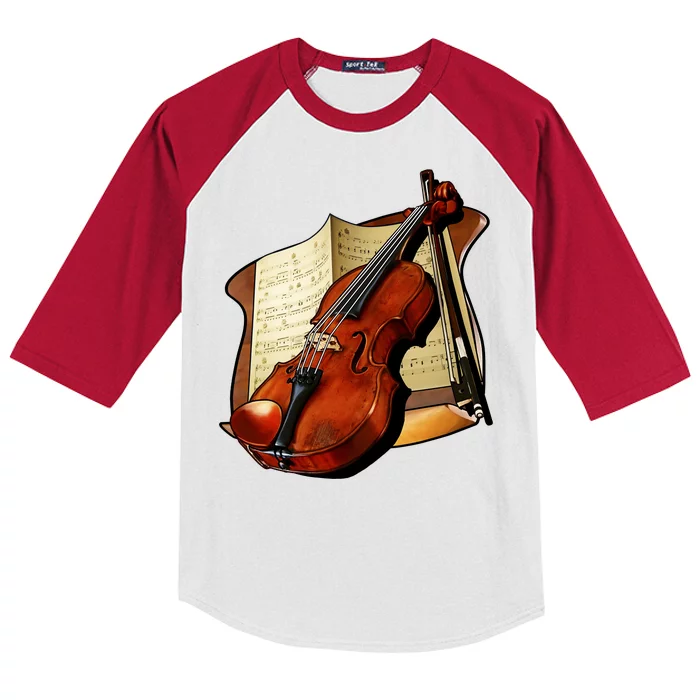 Violin and Sheet Music Kids Colorblock Raglan Jersey