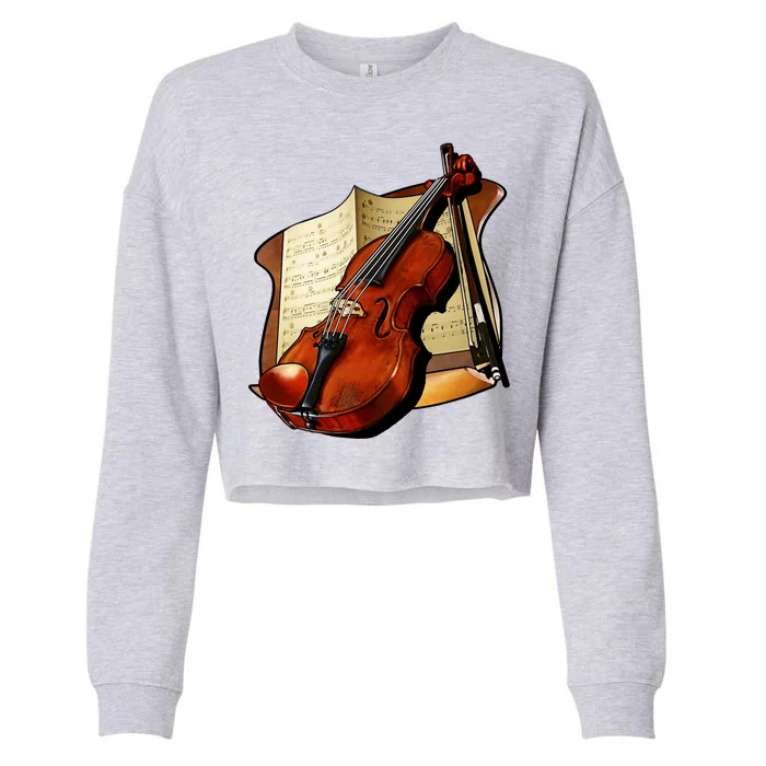 Violin and Sheet Music Cropped Pullover Crew