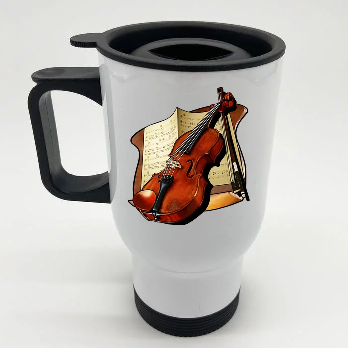 Violin and Sheet Music Front & Back Stainless Steel Travel Mug