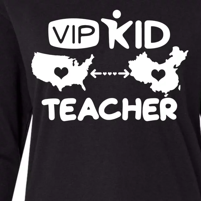 VIP Kid Teacher International Online Learning Womens Cotton Relaxed Long Sleeve T-Shirt