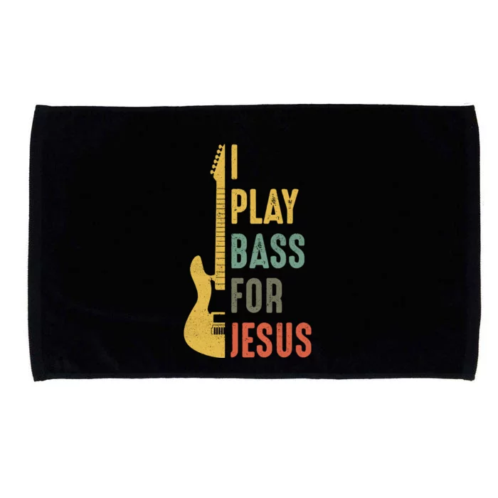 Vintage I Play Bass For Jesus Guitar Lover Gift Microfiber Hand Towel