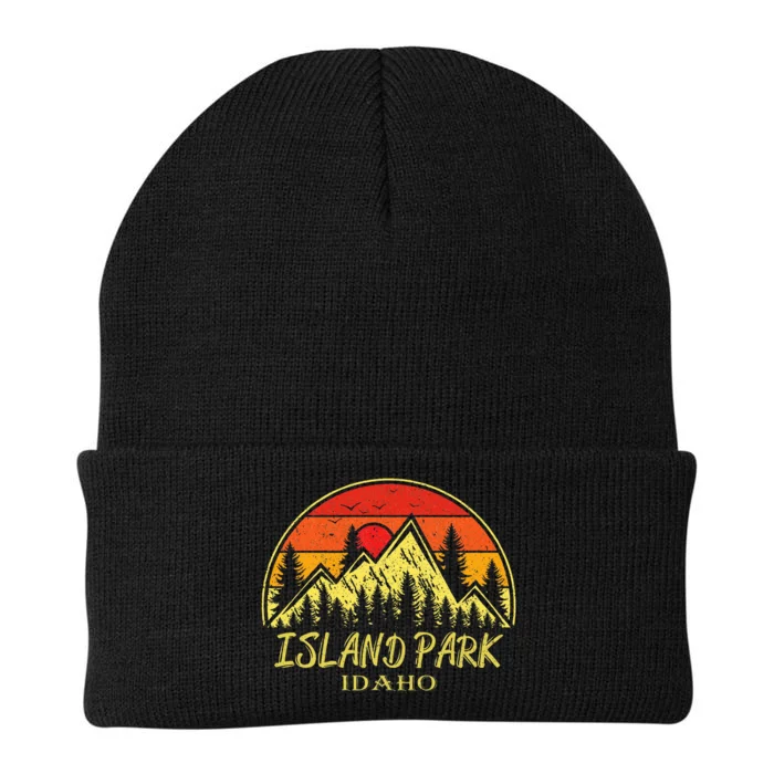 Vintage Island Park Idaho Id Mountains Hike Hiking Souvenir Knit Cap Winter Beanie