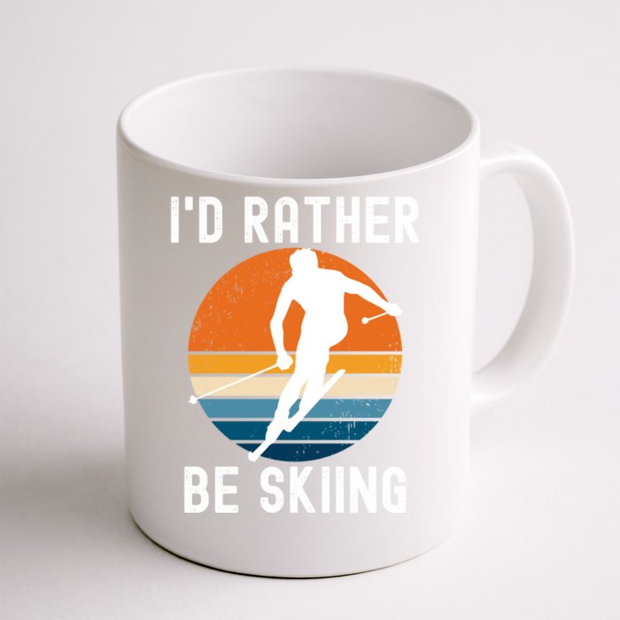 Vintage Id Rather Be Skiing Funny Skiing Gift For Skier Front & Back Coffee Mug