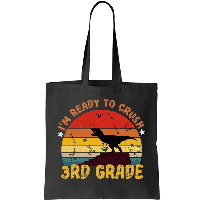 Vintage I'm Ready To Crush 3rd Grade Dinosaur Back To School Tote Bag