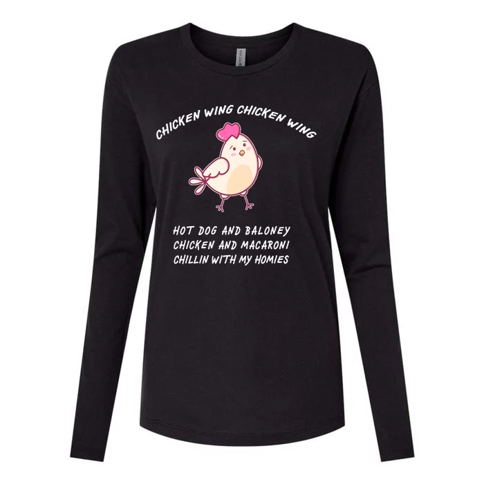 Viral Chicken Wing Chicken Wing Hot Dog & Bologna Song Womens Cotton Relaxed Long Sleeve T-Shirt