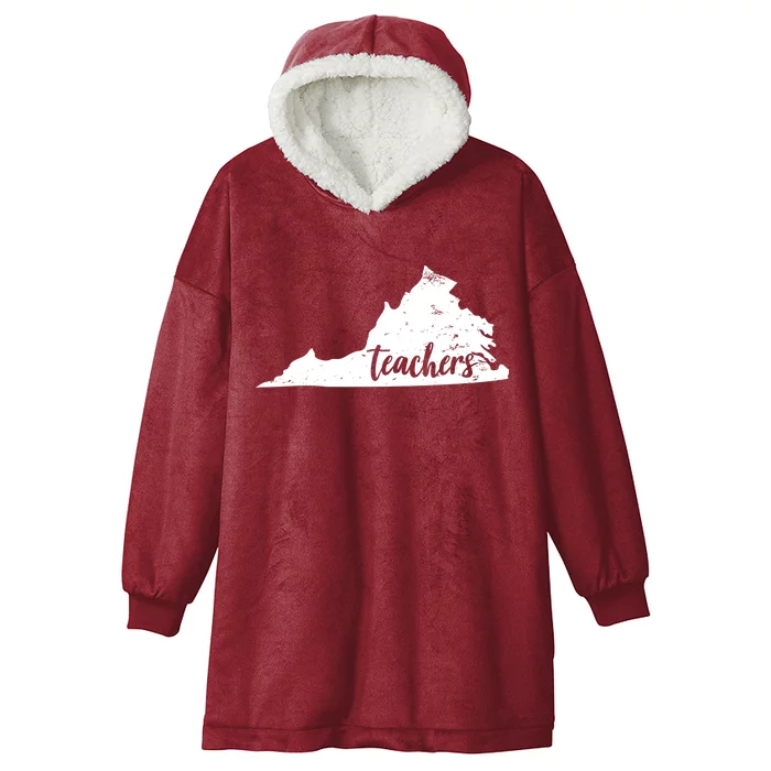 Virginia Teacher Vintage Red For Ed Hooded Wearable Blanket