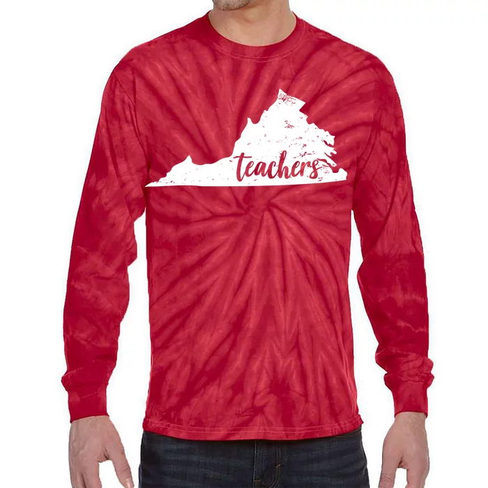 Virginia Teacher Vintage Red For Ed Tie-Dye Long Sleeve Shirt