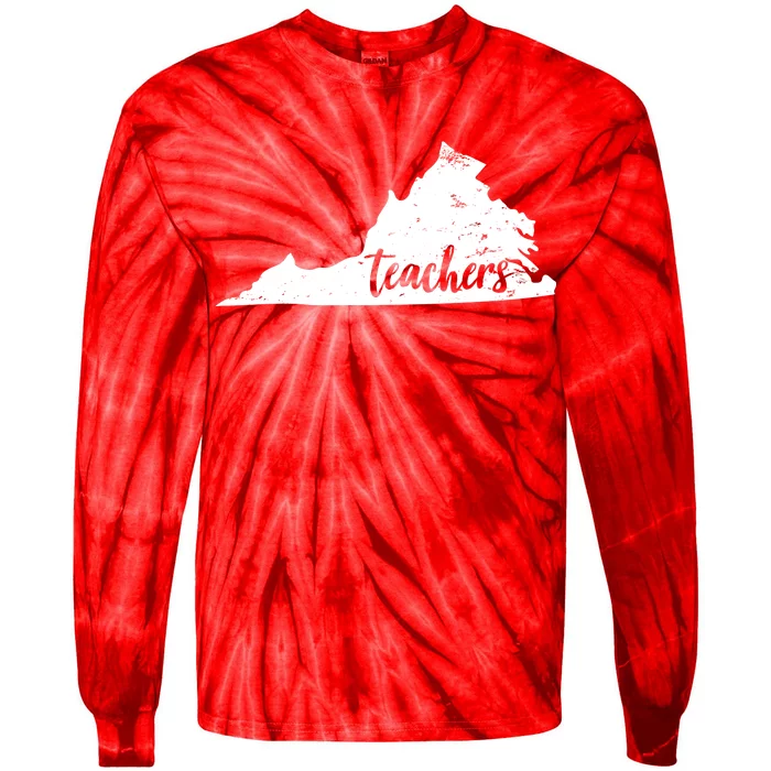 Virginia Teacher Vintage Red For Ed Tie-Dye Long Sleeve Shirt