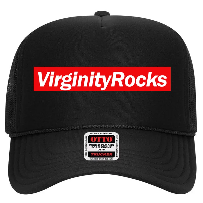 Virginity Rocks Box Logo High Crown Mesh Trucker Hat