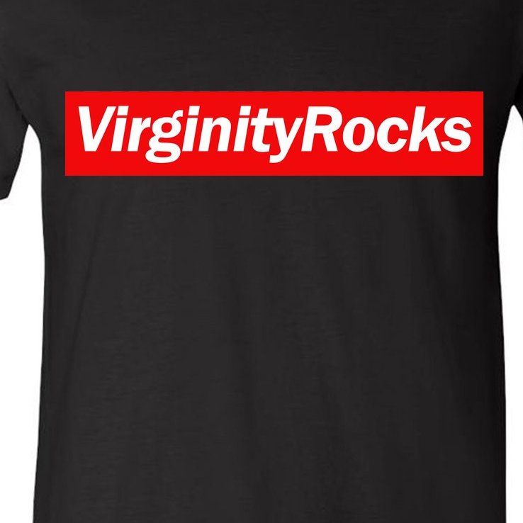 Virginity Rocks Box Logo V-Neck T-Shirt