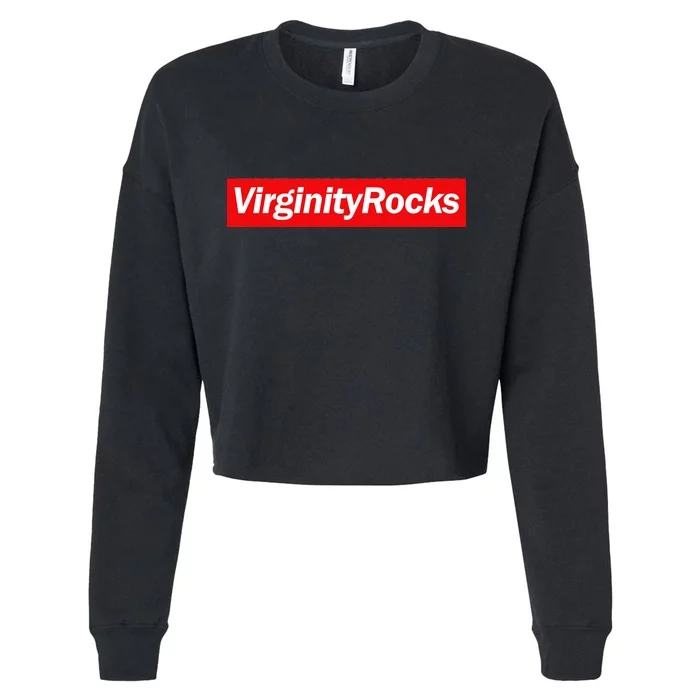 Virginity Rocks Box Logo Cropped Pullover Crew