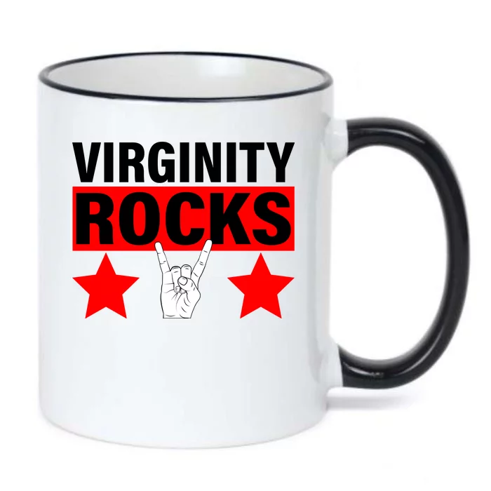 Virginity Rocks Hand Sign Black Color Changing Mug