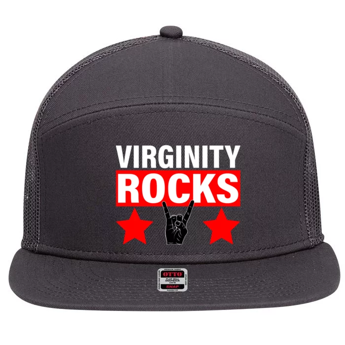 Virginity Rocks Hand Sign 7 Panel Mesh Trucker Snapback Hat