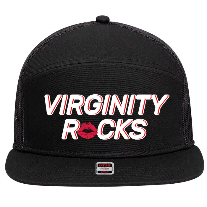 Virginity Rocks Kiss Lips 7 Panel Mesh Trucker Snapback Hat